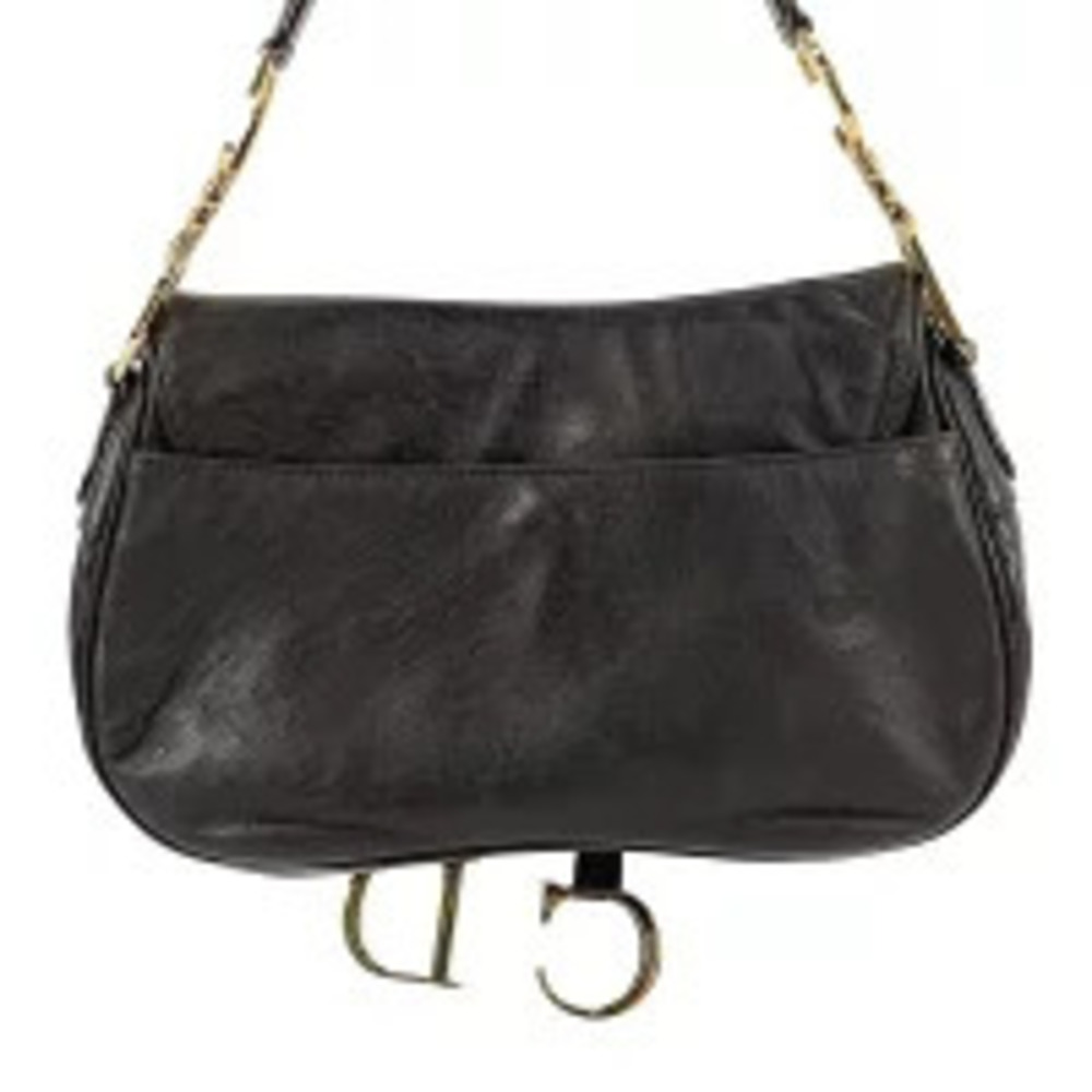Christian Dior Saddle Bag Handbag Hobo Ostrich Leather Brown - Picture 3 of 7
